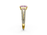 Yellow gold Fancy Pink Radiant  Solitaire Split Shank Pavé Diamond Engagement Ring_390