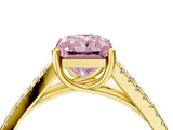 Yellow gold Fancy Pink Radiant  Solitaire Split Shank Pavé Diamond Engagement Ring_392