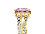 Yellow gold Fancy Pink Radiant  Solitaire Split Shank Pavé Diamond Engagement Ring_393