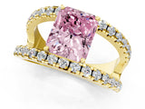 Yellow gold Fancy Pink Radiant  Solitaire Split Shank Pave Diamond Ring_50
