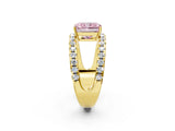 Yellow gold Fancy Pink Radiant  Solitaire Split Shank Pave Diamond Ring_51