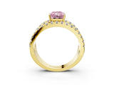 Yellow gold Fancy Pink Radiant  Solitaire Split Shank Pave Diamond Ring_52