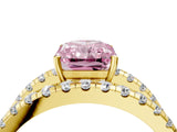 Yellow gold Fancy Pink Radiant  Solitaire Split Shank Pave Diamond Ring_53