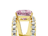 Yellow gold Fancy Pink Radiant  Solitaire Split Shank Pave Diamond Ring_54