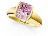 Yellow gold Fancy Pink Radiant  Solitaire Tension Set Diamond Ring with Wide Band_38