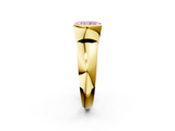 Yellow gold Fancy Pink Radiant  Solitaire Tension Set Diamond Ring with Wide Band_39