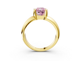 Yellow gold Fancy Pink Radiant  Solitaire Tension Set Diamond Ring with Wide Band_40