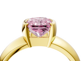 Yellow gold Fancy Pink Radiant  Solitaire Tension Set Diamond Ring with Wide Band_41