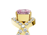 Yellow gold Fancy Pink Radiant  Solitaire Twist Band Pavé Diamond Engagement Ring_37
