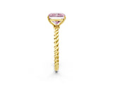 Yellow gold Fancy Pink Radiant  Solitaire Twist Band Ring with Four-Prong Setting_70
