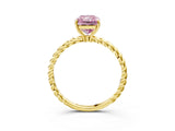 Yellow gold Fancy Pink Radiant  Solitaire Twist Band Ring with Four-Prong Setting_71