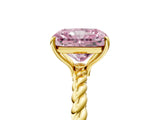 Yellow gold Fancy Pink Radiant  Solitaire Twist Band Ring with Four-Prong Setting_73