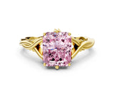 Yellow gold Fancy Pink Radiant  Solitaire Twist Band Six-Prong Setting 1