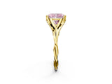 Yellow gold Fancy Pink Radiant  Solitaire Twist Band Six-Prong Setting 3