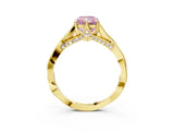 Yellow gold Fancy Pink Radiant  Solitaire Twist Band Six-Prong Setting 4