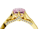 Yellow gold Fancy Pink Radiant  Solitaire Twist Band Six-Prong Setting 5