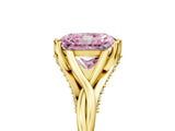 Yellow gold Fancy Pink Radiant  Solitaire Twist Band Six-Prong Setting