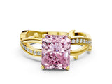 Yellow gold Fancy Pink Radiant  Solitaire Twist Band with Pavé Accents and Four-Prong Setting_20