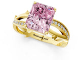 Yellow gold Fancy Pink Radiant  Solitaire Twist Band with Pavé Accents and Four-Prong Setting_21