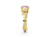 Yellow gold Fancy Pink Radiant  Solitaire Twist Band with Pavé Accents and Four-Prong Setting_22