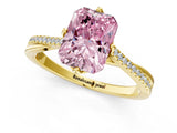 Yellow gold Fancy Pink Radiant  Solitaire Twist Band with Pavé Diamonds and Four-Prong Setting_54