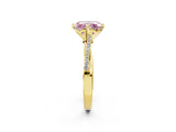 Yellow gold Fancy Pink Radiant  Solitaire Twist Band with Pavé Diamonds and Four-Prong Setting_55