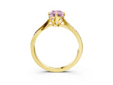 Yellow gold Fancy Pink Radiant  Solitaire Twist Band with Pavé Diamonds and Four-Prong Setting_56