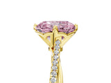 Yellow gold Fancy Pink Radiant  Solitaire Twist Band with Pavé Diamonds and Four-Prong Setting_58