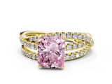 Yellow gold Fancy Pink Radiant  Solitaire Twist Band with Pavé Setting and Four-Prong Setting_115