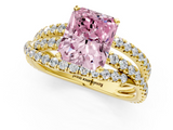 Yellow gold Fancy Pink Radiant  Solitaire Twist Band with Pavé Setting and Four-Prong Setting_116