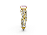 Yellow gold Fancy Pink Radiant  Solitaire Twist Band with Pavé Setting and Four-Prong Setting_117