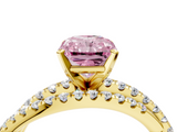 Yellow gold Fancy Pink Radiant  Solitaire Twist Band with Pavé Setting and Four-Prong Setting_119