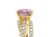 Yellow gold Fancy Pink Radiant  Solitaire Twist Band with Pavé Setting and Four-Prong Setting_120