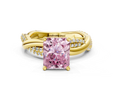 Yellow gold Fancy Pink Radiant  Solitaire Twist Band with Pave Prong Setting_35