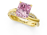 Yellow gold Fancy Pink Radiant  Solitaire Twist Band with Pave Prong Setting_36