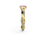 Yellow gold Fancy Pink Radiant  Solitaire Twist Band with Pave Prong Setting_37