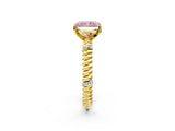 Yellow gold Fancy Pink Radiant  Solitaire Twisted Band Prong Set Engagement Ring_63