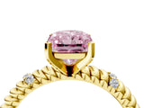 Yellow gold Fancy Pink Radiant  Solitaire Twisted Band Prong Set Engagement Ring_65