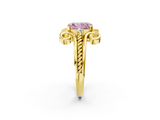 Yellow gold Fancy Pink Radiant  Solitaire Twisted Band Scroll Prong Ring_30