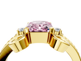 Yellow gold Fancy Pink Radiant  Solitaire Twisted Band Scroll Prong Ring_32