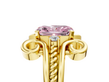 Yellow gold Fancy Pink Radiant  Solitaire Twisted Band Scroll Prong Ring_33