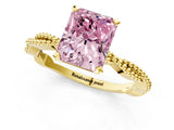 Yellow gold Fancy Pink Radiant  Solitaire Twisted Band with Bead Prong Setting_401