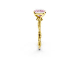Yellow gold Fancy Pink Radiant  Solitaire Twisted Band with Bead Prong Setting_402