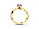 Yellow gold Fancy Pink Radiant  Solitaire Twisted Band with Bead Prong Setting_403