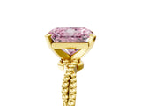 Yellow gold Fancy Pink Radiant  Solitaire Twisted Band with Bead Prong Setting_405