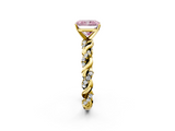 Yellow gold Fancy Pink Radiant  Solitaire Twisted Band with Pavé Accents and Four-Prong Setting_5