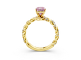 Yellow gold Fancy Pink Radiant  Solitaire Twisted Band with Pavé Accents and Four-Prong Setting_6