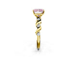Yellow gold Fancy Pink Radiant  Solitaire Twisted Band with Prong Setting 2