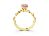 Yellow gold Fancy Pink Radiant  Solitaire Twisted Band with Prong Setting 3