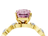 Yellow gold Fancy Pink Radiant  Solitaire Twisted Band with Prong Setting 4